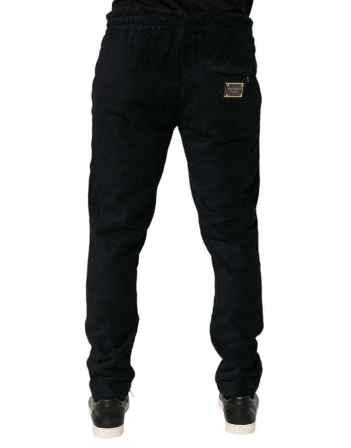 Dolce & Gabbana Black Cotton Logo Men Jogger Sweatpants Pants