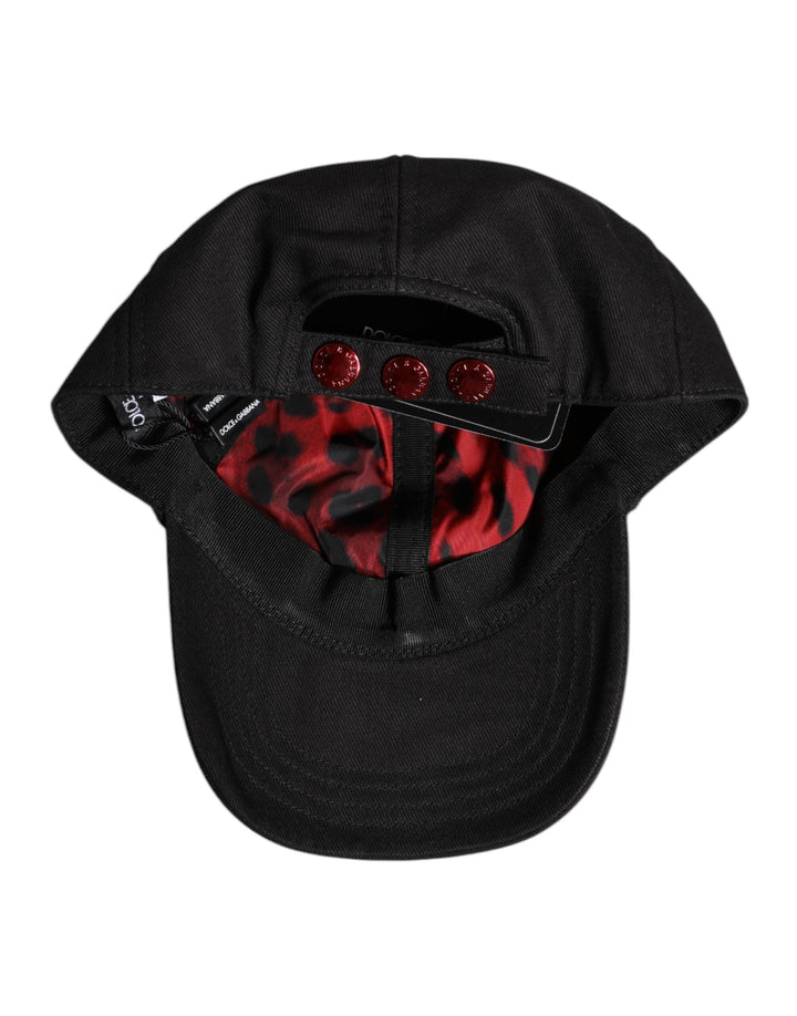 Dolce &amp; Gabbana Black Cotton Logo Patch 6 Panels Baseball Cap Hat