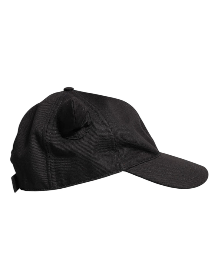 Dolce &amp; Gabbana Black Cotton Logo Patch 6 Panels Baseball Cap Hat