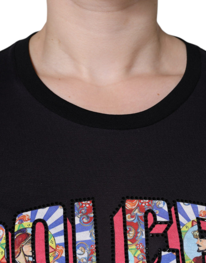 Dolce &amp; Gabbana - Black Cotton Logo Print Round Neck T-shirt