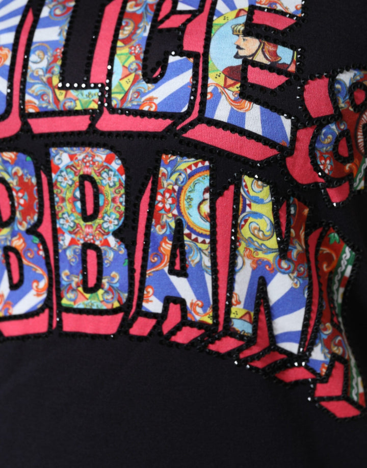 Dolce &amp; Gabbana - Black Cotton Logo Print Round Neck T-shirt