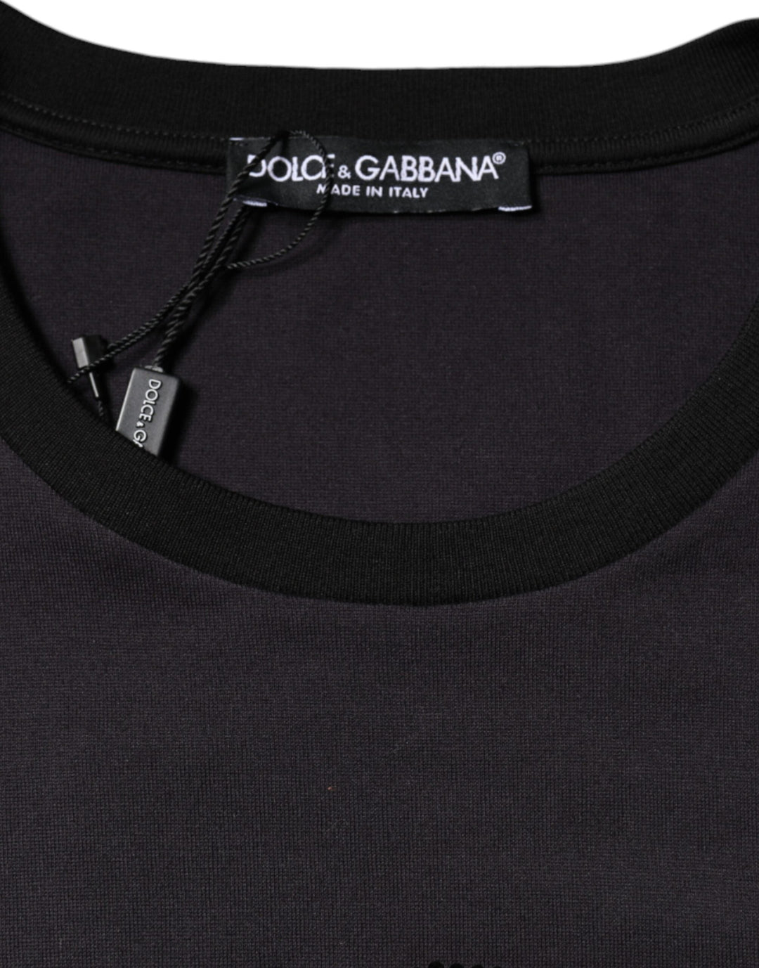 Dolce &amp; Gabbana - Black Cotton Logo Print Round Neck T-shirt