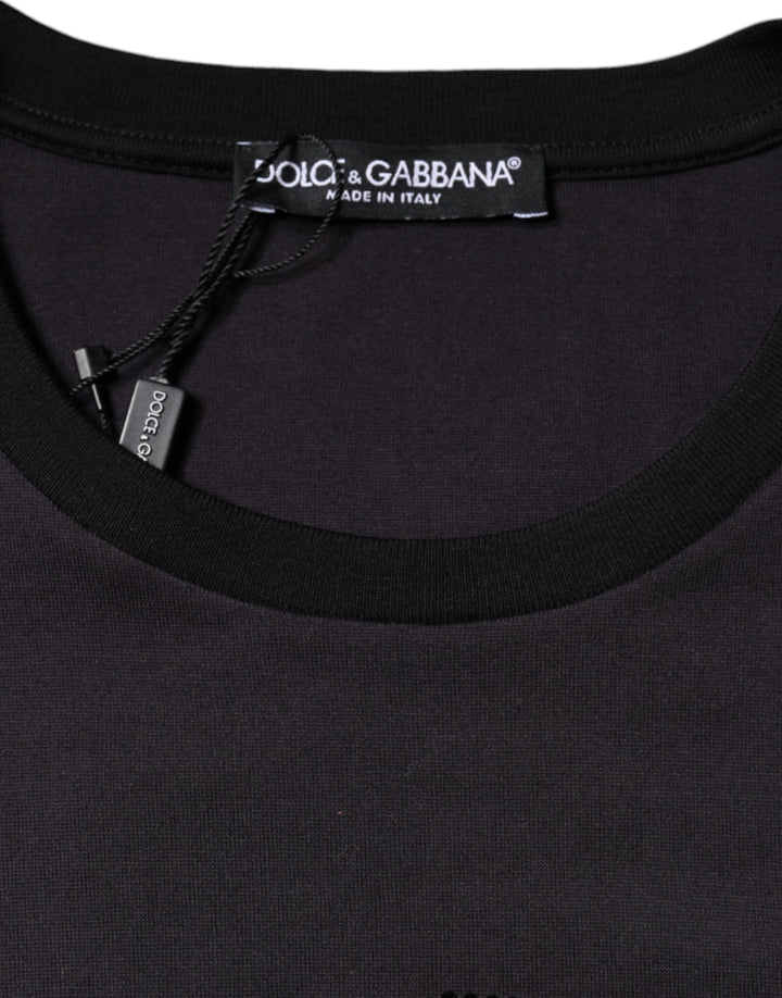 Dolce &amp; Gabbana - Black Cotton Logo Print Round Neck T-shirt