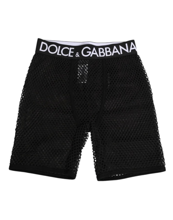 Dolce &amp; Gabbana Black Cotton Logo Shorts Midi Trouser Underwear