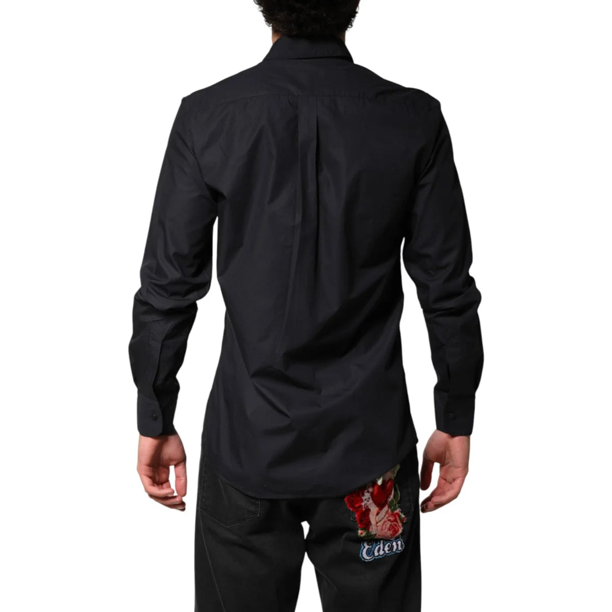 Dolce and Gabbana Black Cotton Long Sleeve Shirt Tailored Sophistication &
