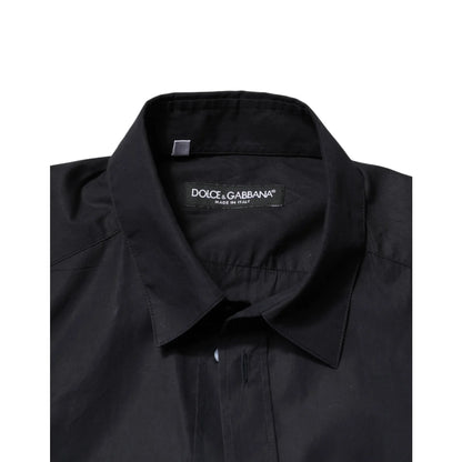 Dolce and Gabbana Black Cotton Long Sleeve Shirt Tailored Sophistication &