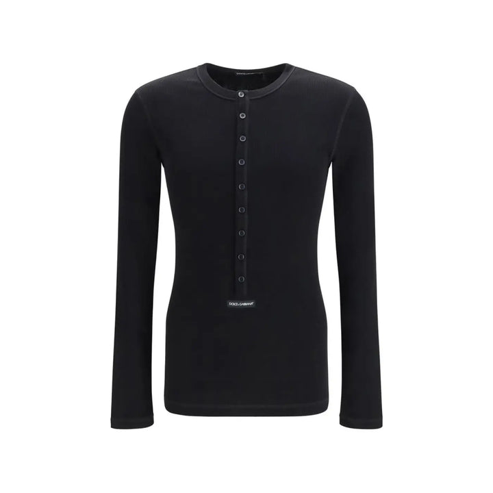 Dolce &amp; Gabbana Black Cotton Long Sleeve T-shirt