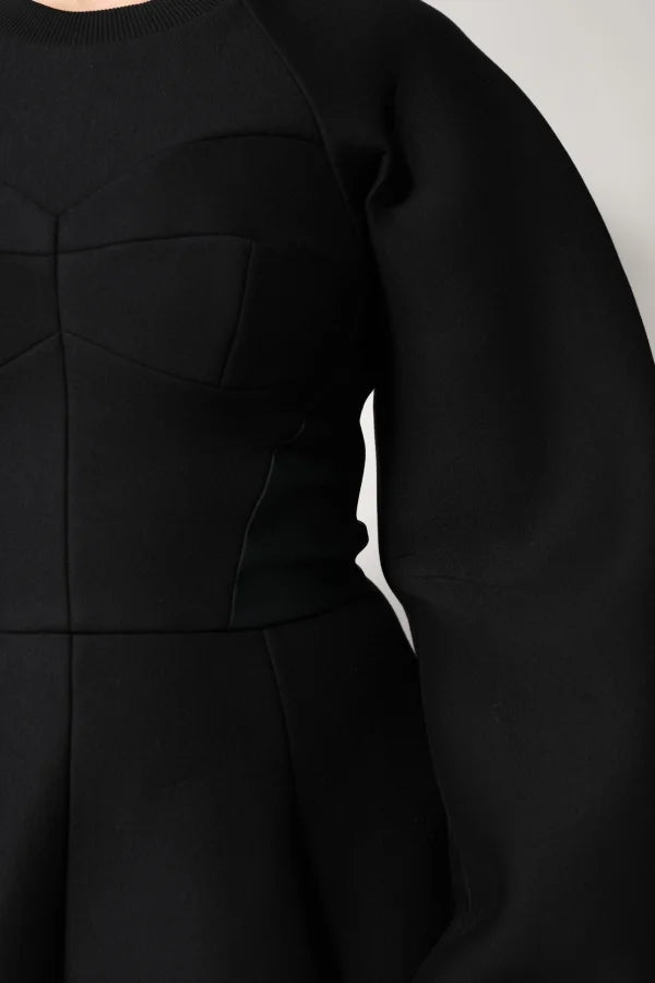 Dolce &amp; Gabbana Black Cotton Long Sleeves A-line Mini Dress