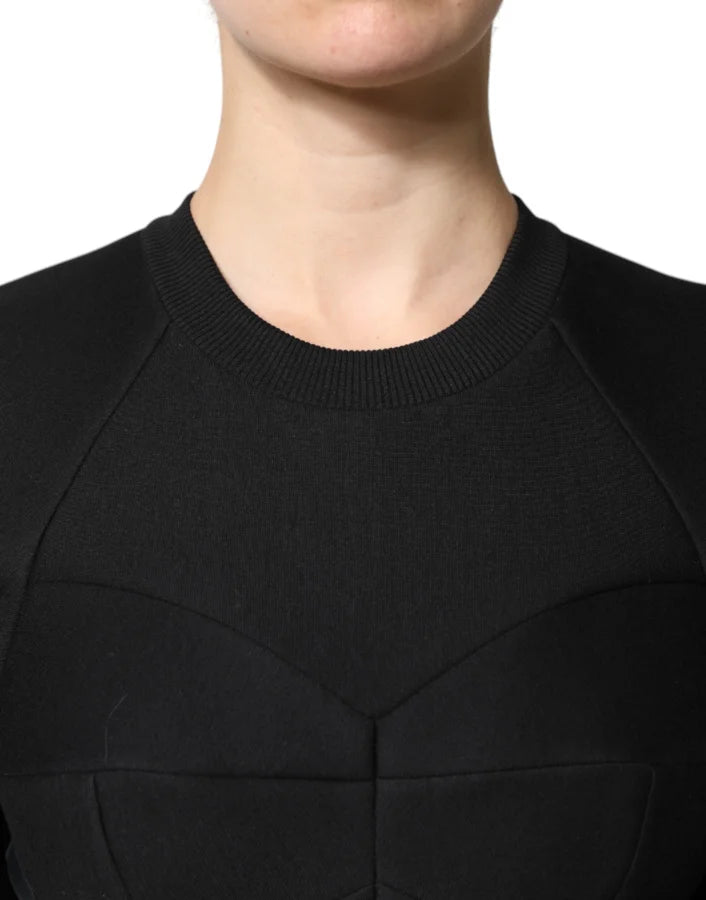 Dolce &amp; Gabbana Black Cotton Long Sleeves A-line Mini Dress