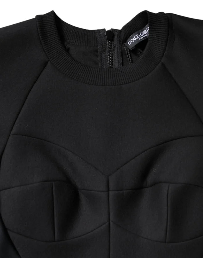 Dolce &amp; Gabbana Black Cotton Long Sleeves A-line Mini Dress