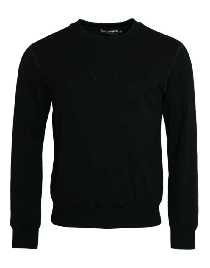 Dolce & Gabbana Black Cotton Long Sleeves Sweatshirt Sweater