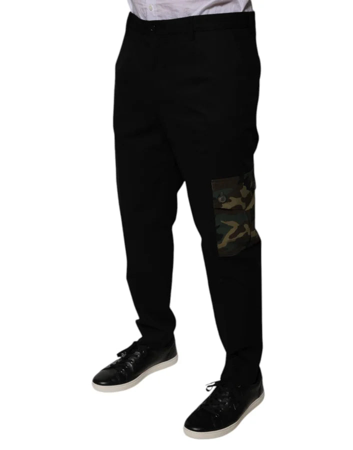 Dolce &amp; Gabbana Black Cotton Men Cargo Casual Pants