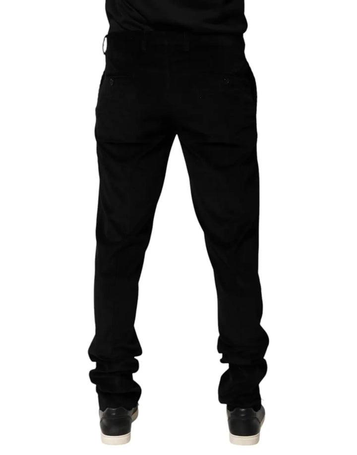 Dolce &amp; Gabbana Black Cotton Men Dress Formal Trouser Pants