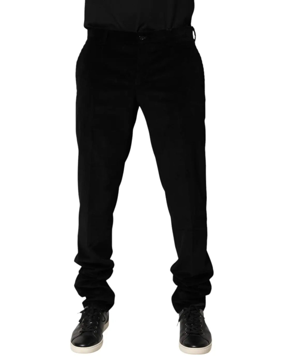 Dolce &amp; Gabbana Black Cotton Men Dress Formal Trouser Pants