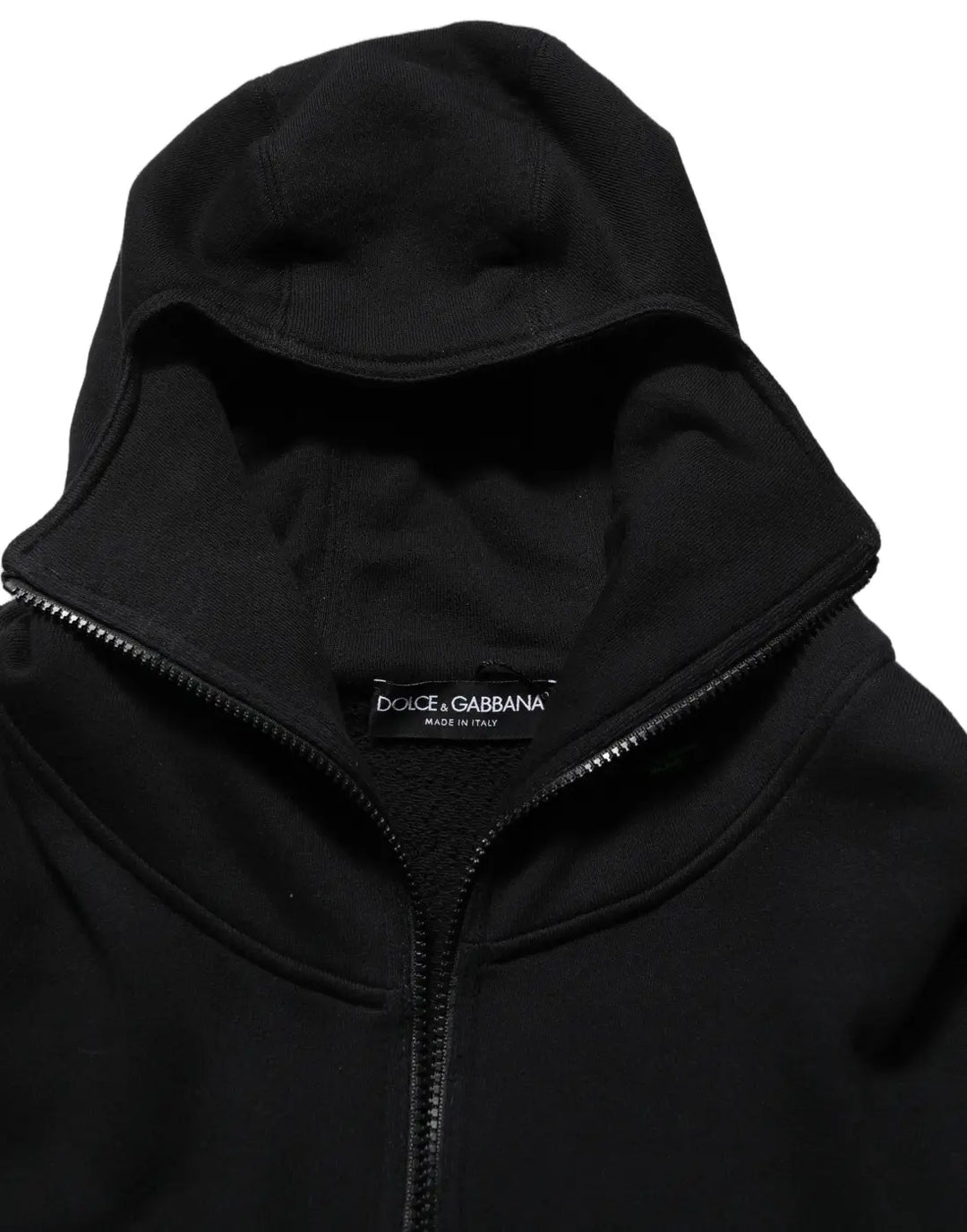 Dolce &amp; Gabbana Black Cotton Men Hooded FullZip Bomber Jacket