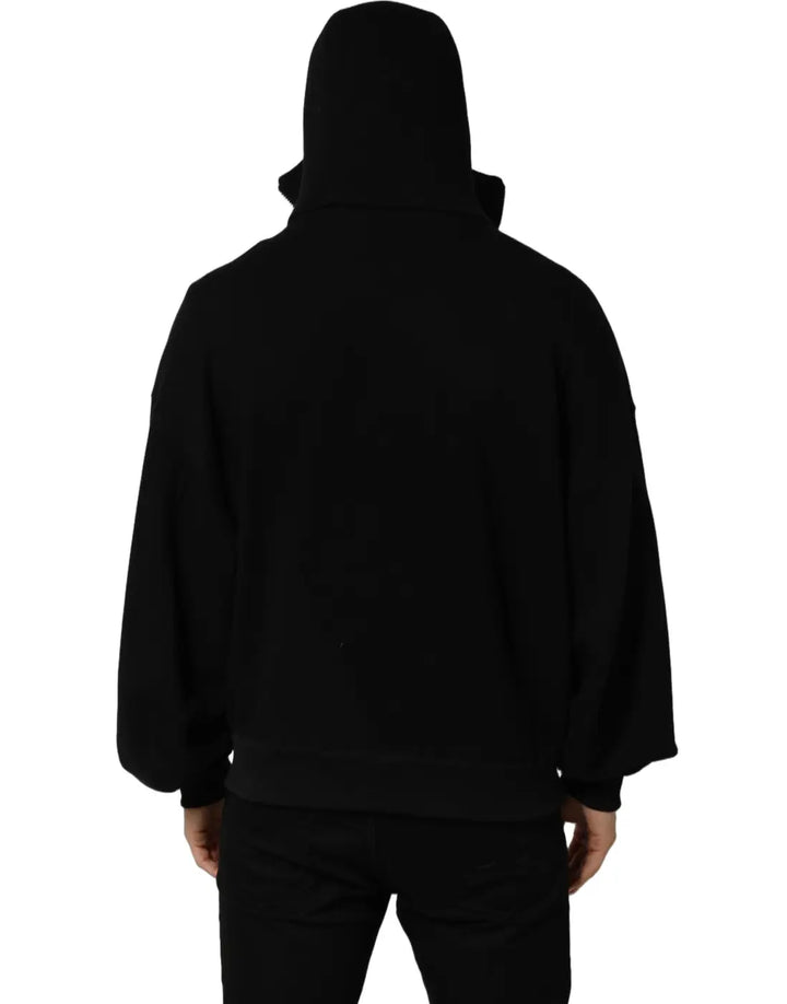 Dolce &amp; Gabbana Black Cotton Men Hooded FullZip Bomber Jacket