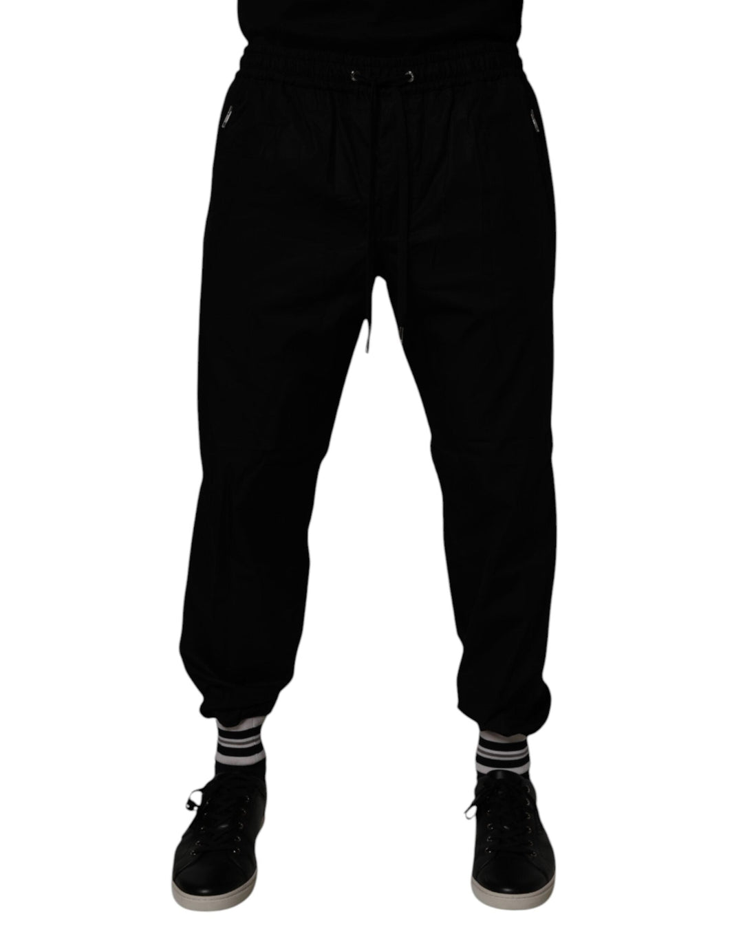 Dolce &amp; Gabbana Black Cotton Men Jogger Sweatpants Pants