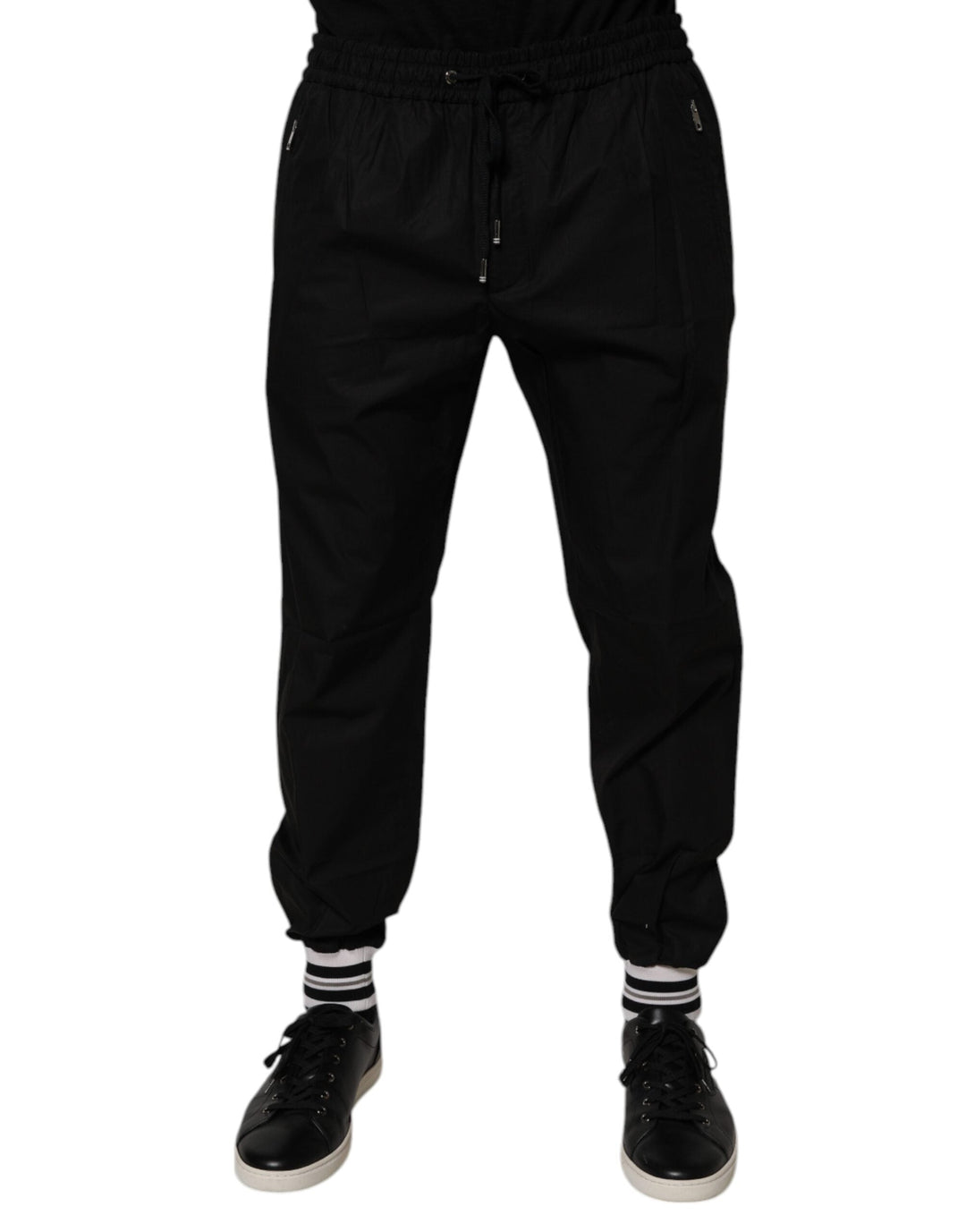 Dolce &amp; Gabbana Black Cotton Men Jogger Sweatpants Pants