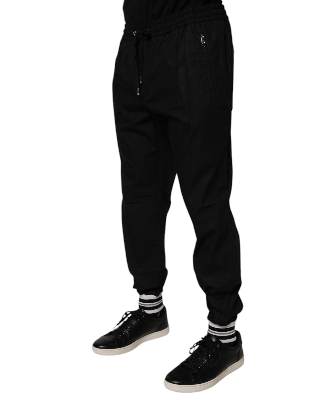 Dolce &amp; Gabbana Black Cotton Men Jogger Sweatpants Pants