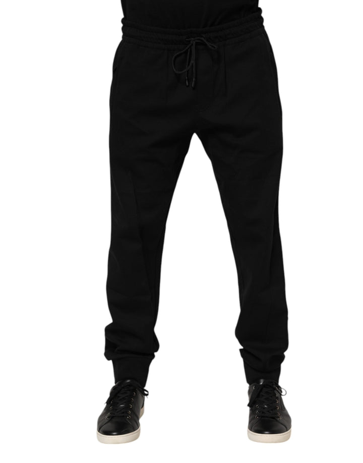 Dolce &amp; Gabbana Black Cotton Men Jogger Sweatpants Pants