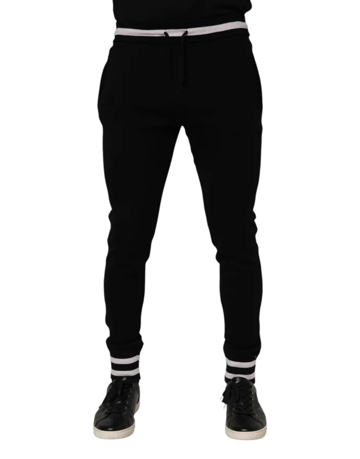 Dolce &amp; Gabbana Black Cotton Men Jogger Sweatpants Pants