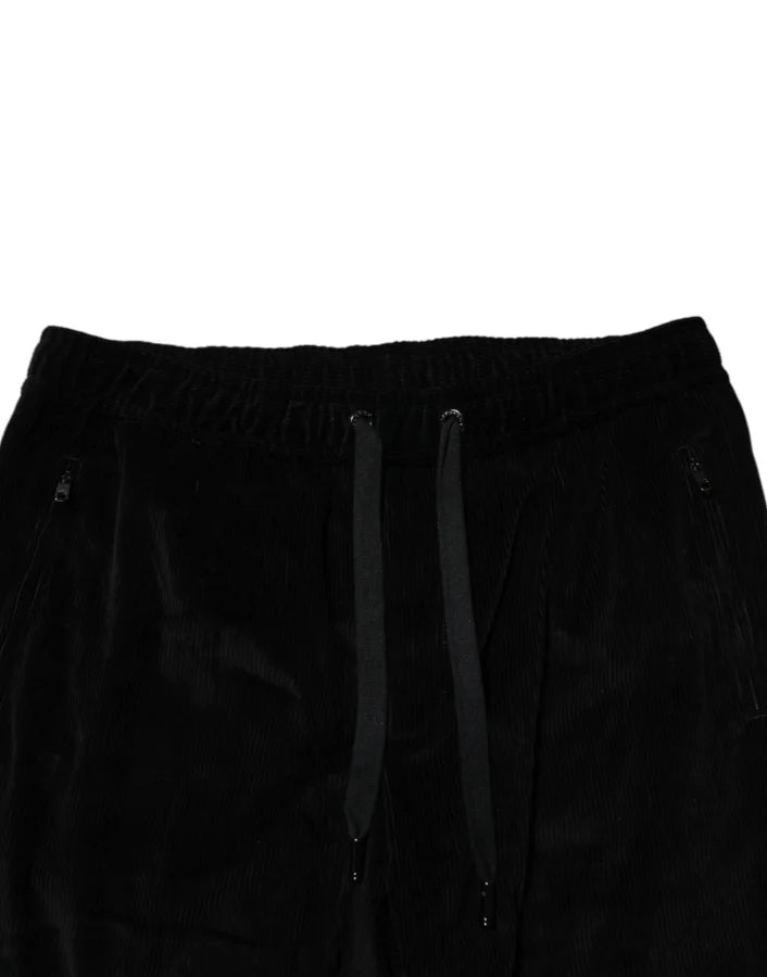 Dolce & Gabbana Black Cotton Men Jogger Sweatpants Pants