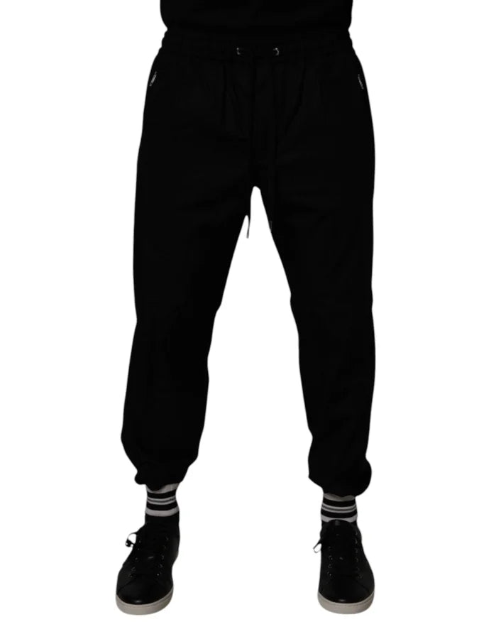 Dolce & Gabbana Black Cotton Men Jogger Sweatpants Pants