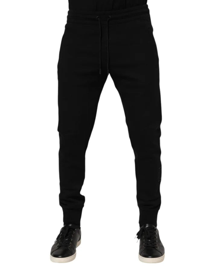 Dolce & Gabbana Black Cotton Men Jogger Sweatpants Pants