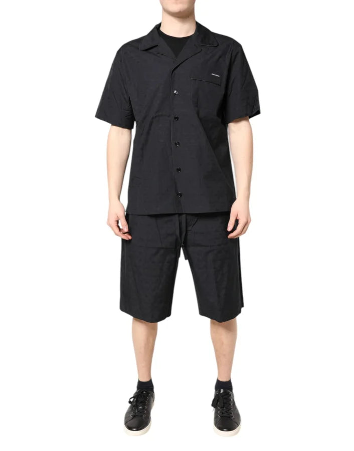 Dolce &amp; Gabbana Black Cotton Men Pajama Set Sleepwear