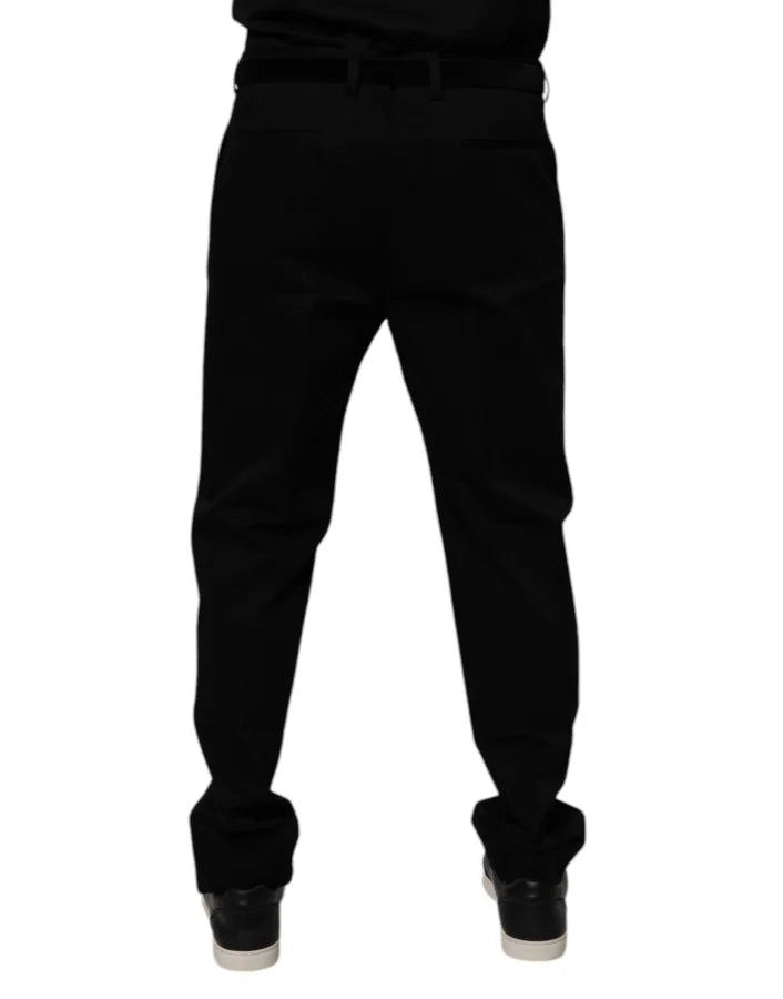 Dolce & Gabbana Black Cotton Men Skinny Dress Formal Pants