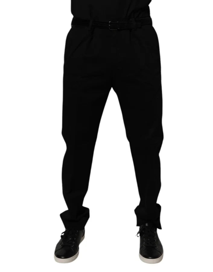 Dolce & Gabbana Black Cotton Men Skinny Dress Formal Pants