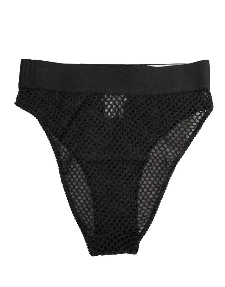 Dolce &amp; Gabbana Black Cotton Mesh High Brief Panty Underwear
