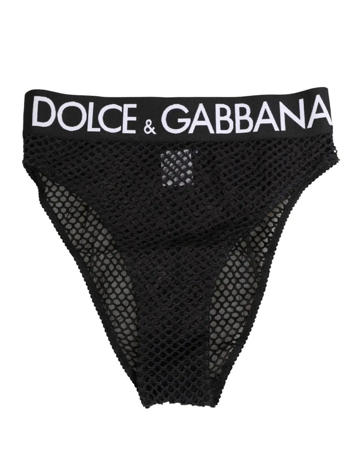 Dolce &amp; Gabbana Black Cotton Mesh High Brief Panty Underwear