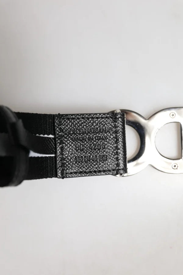 Dolce & Gabbana Black Cotton Metal DG Logo Gold Buckle Belt