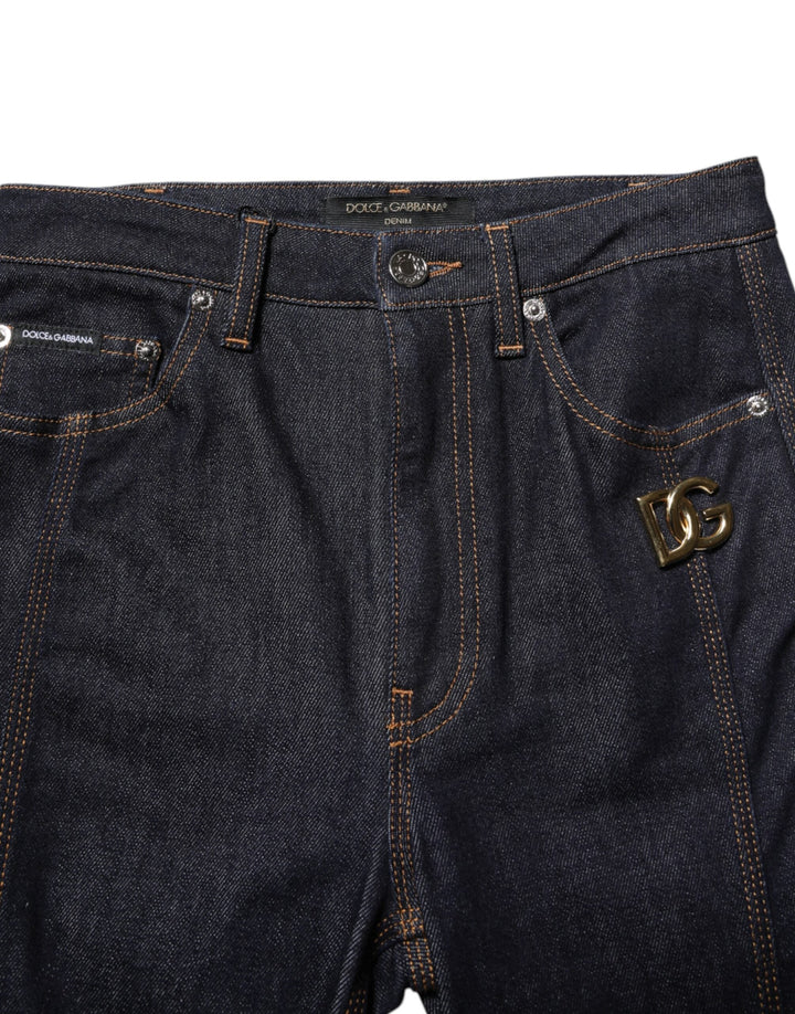 Dolce &amp; Gabbana Black Cotton Mid Waist Bootcut Denim Jeans