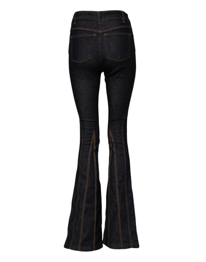 Dolce &amp; Gabbana Black Cotton Mid Waist Bootcut Denim Jeans