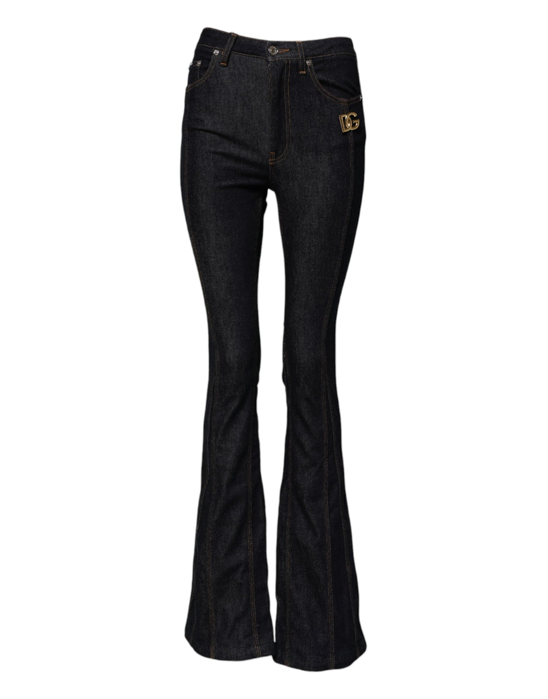 Dolce &amp; Gabbana Black Cotton Mid Waist Bootcut Denim Jeans