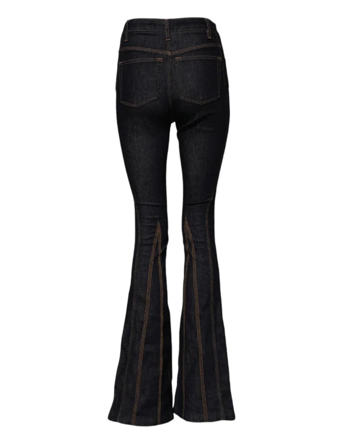 Dolce & Gabbana Black Cotton Mid Waist Bootcut Denim Jeans