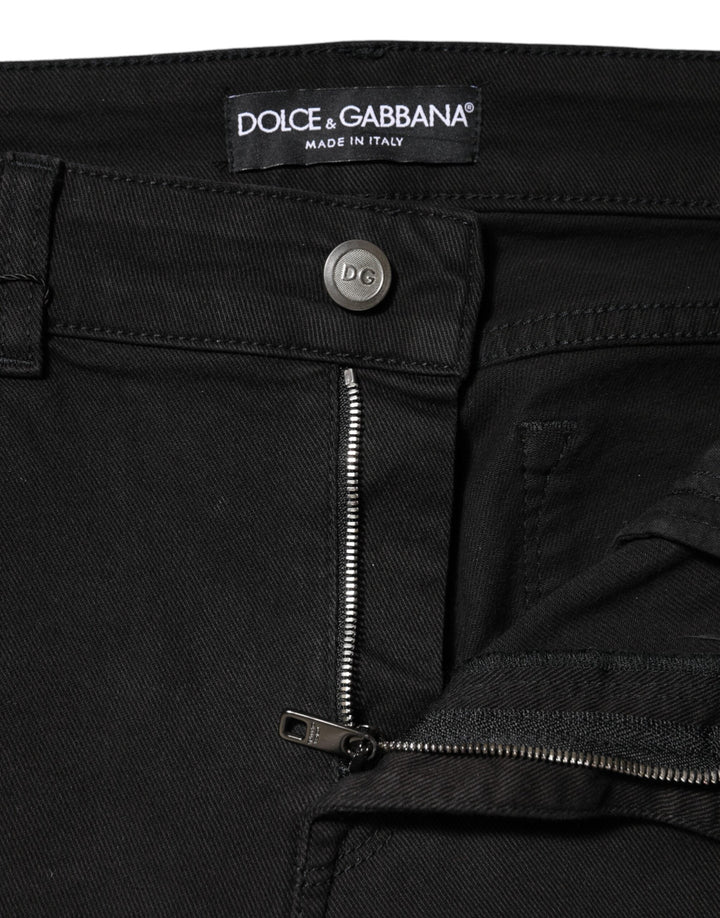 Dolce &amp; Gabbana Black Cotton Mid Waist Denim Jeans