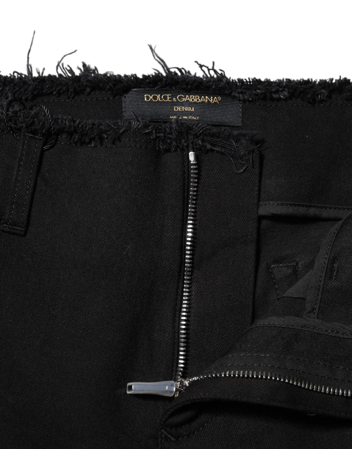 Dolce &amp; Gabbana Black Cotton Mid Waist Flared Denim Jeans