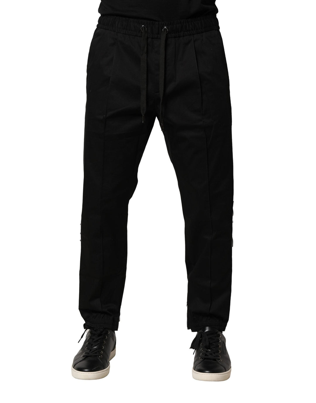 Dolce &amp; Gabbana Black Cotton Mid Waist Jogger Pants