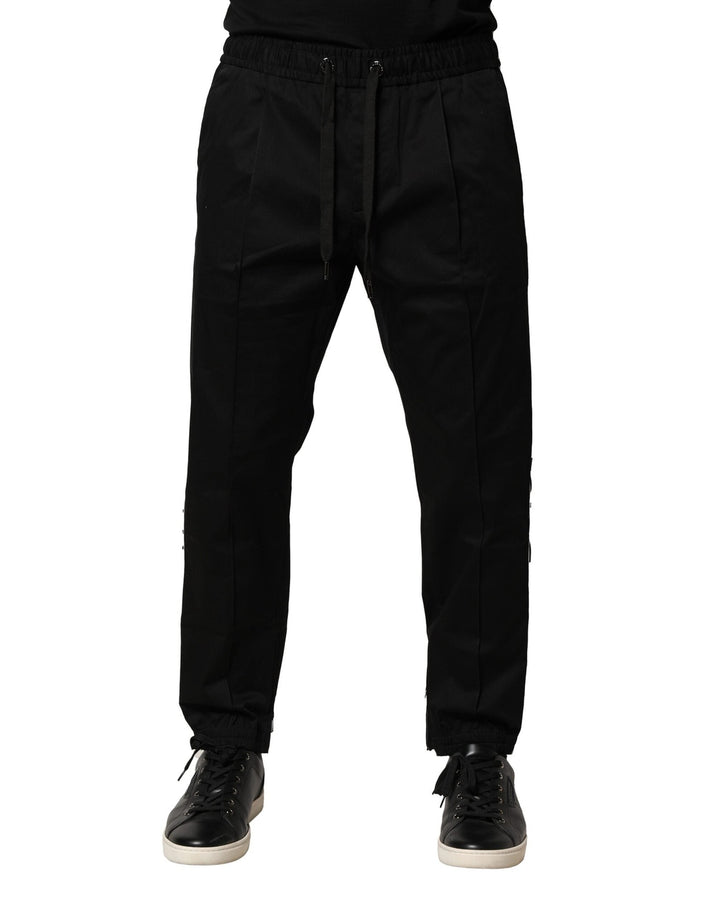 Dolce &amp; Gabbana Black Cotton Mid Waist Jogger Pants