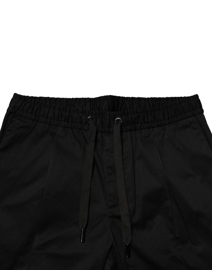 Dolce &amp; Gabbana Black Cotton Mid Waist Jogger Pants