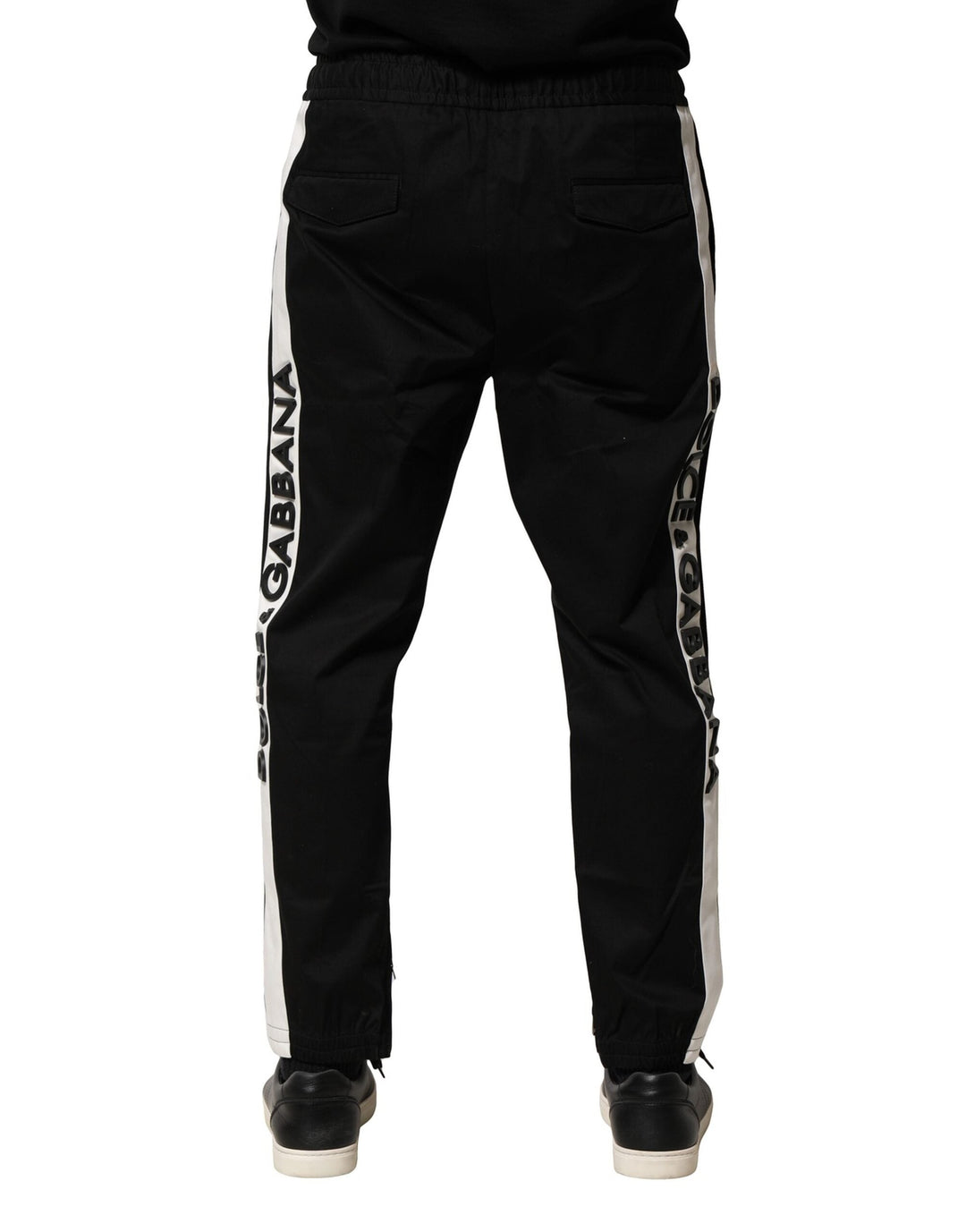 Dolce &amp; Gabbana Black Cotton Mid Waist Jogger Pants