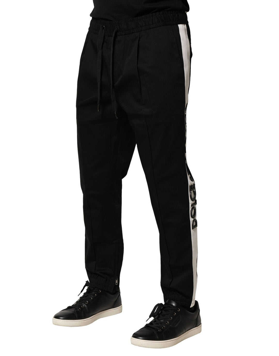 Dolce &amp; Gabbana Black Cotton Mid Waist Jogger Pants