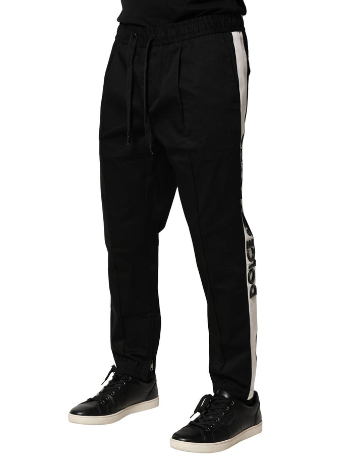 Dolce &amp; Gabbana Black Cotton Mid Waist Jogger Pants