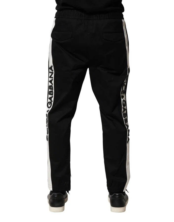 Dolce & Gabbana Black Cotton Mid Waist Jogger Pants