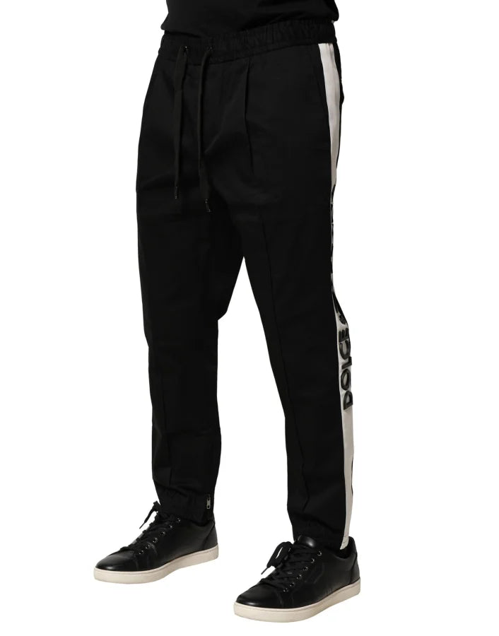 Dolce & Gabbana Black Cotton Mid Waist Jogger Pants