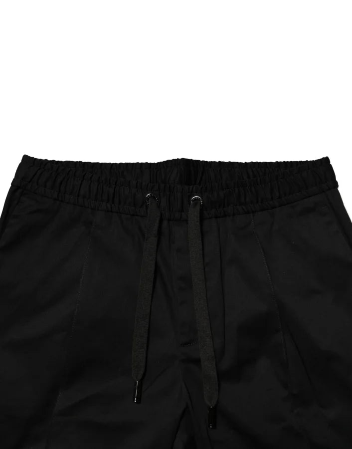 Dolce & Gabbana Black Cotton Mid Waist Jogger Pants