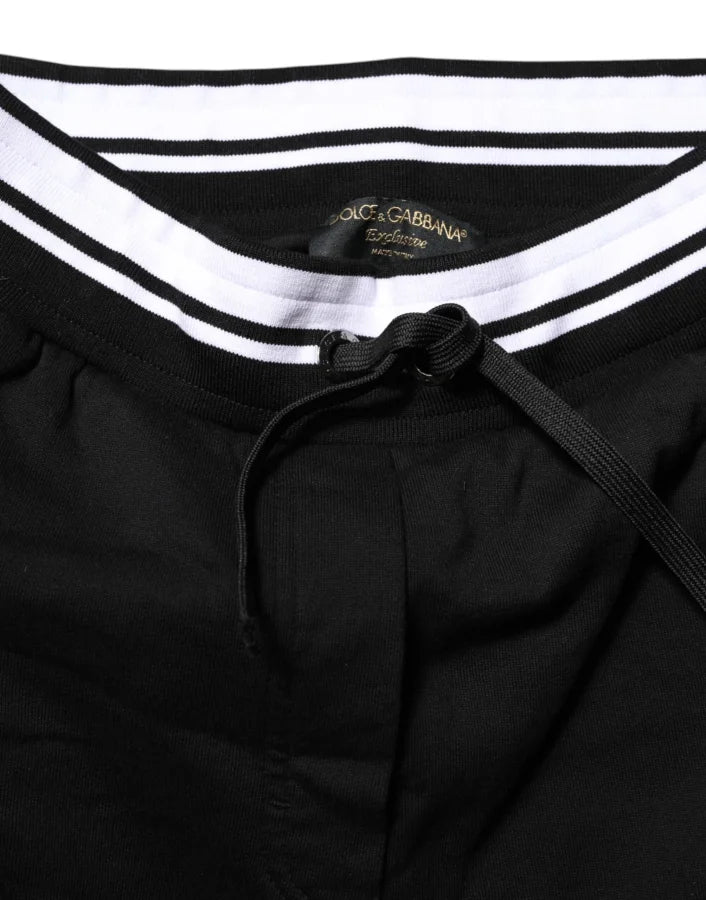 Dolce & Gabbana Black Cotton Mid Waist Jogger Pants